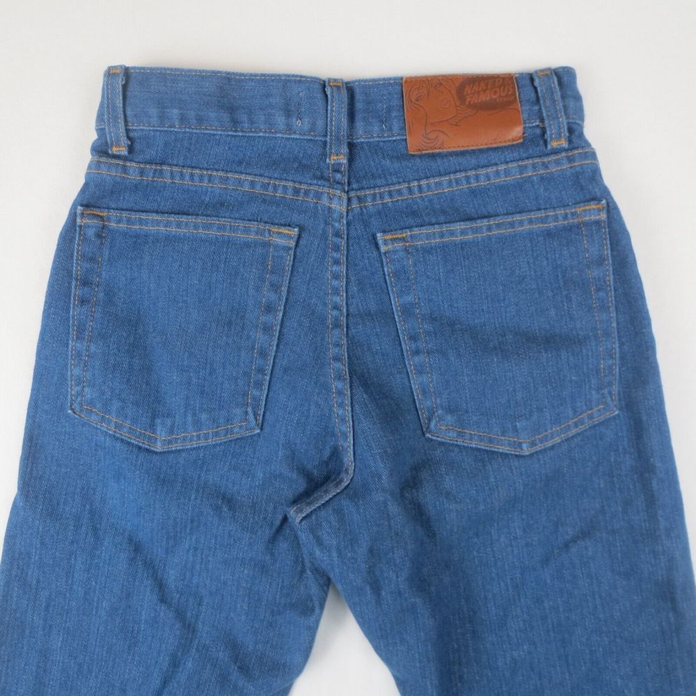 Naked & Famous Jeans Womens 25 Island Blue Stretch Selvedge Max High Rise Denim - Picture 5 of 14